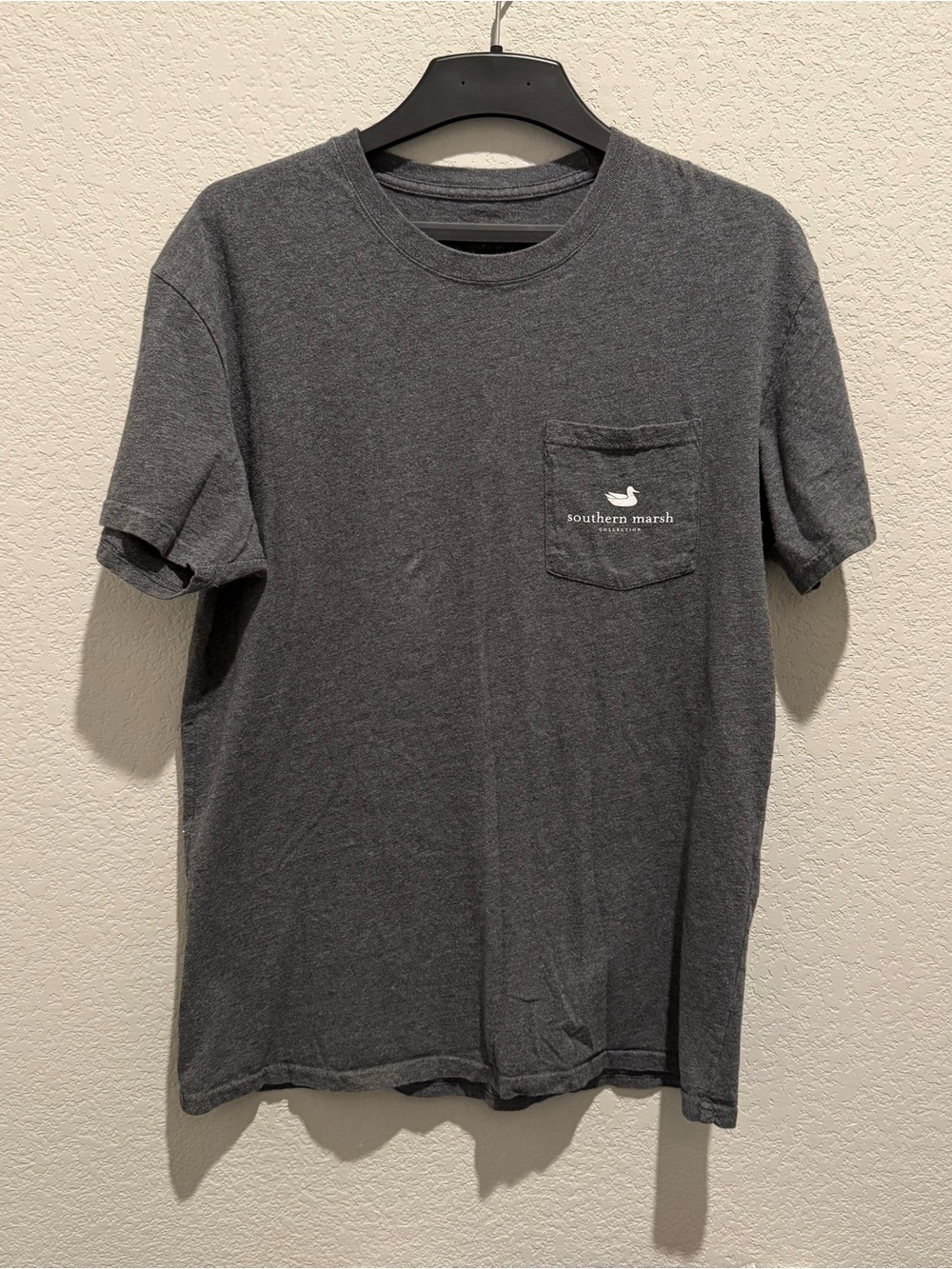 Southern Marsh Men's Charcoal Pocket Tee with White Logo